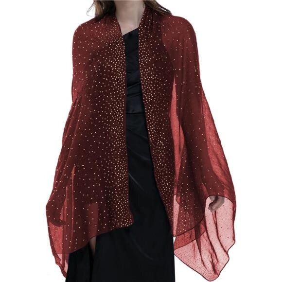 Night Shawls and Wraps for Evening Dresses G. Red/Gold Stars